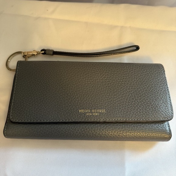 Henri Bendel Uptown Wristlet Credit Cards Organizer Wallet Clutch Gray EUC - Picture 1 of 12